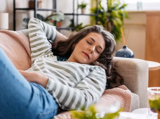 Woman resting during the afternoon after feeling sleepy